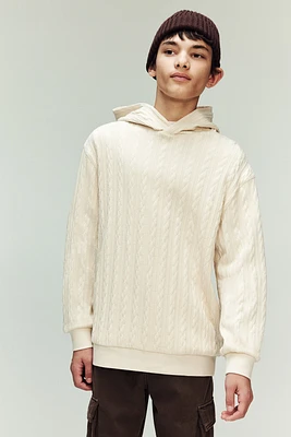 Cable-knit look hoodie