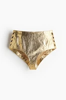 Grommet-Detail Leather Mini Shorts