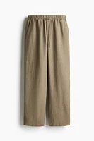 Linen-Blend Drawstring Pants