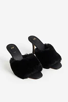 Heeled Fluffy Sandals