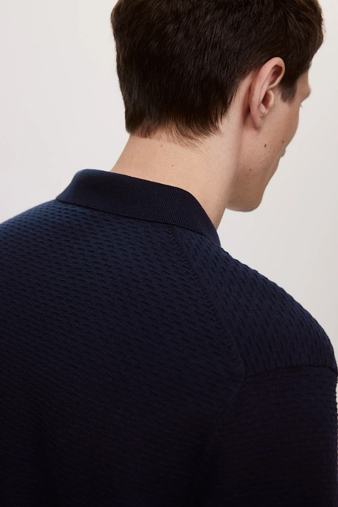 Slim Fit Textured-knit Polo Shirt