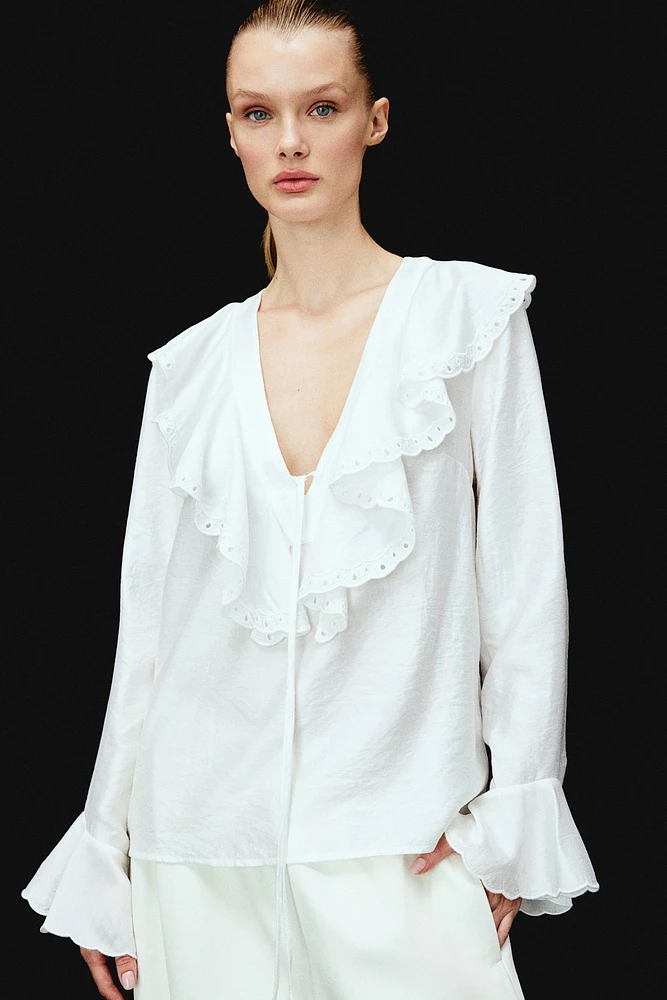 Flounce-Trimmed Blouse