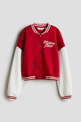 Printed Sweatshirt Baseball Jacket