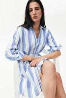 Linen-Blend Shirt Dress