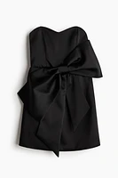 Bow-Front Satin Bandeau Dress