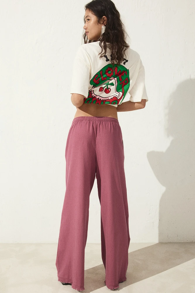 Linen-Blend Drawstring Pants