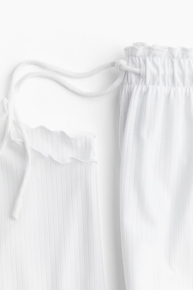 Ribbed Pajamas with Overlocked Trim