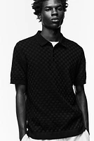 Slim Fit Textured-knit Polo Shirt