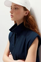 Shoulder-pad Polo Dress