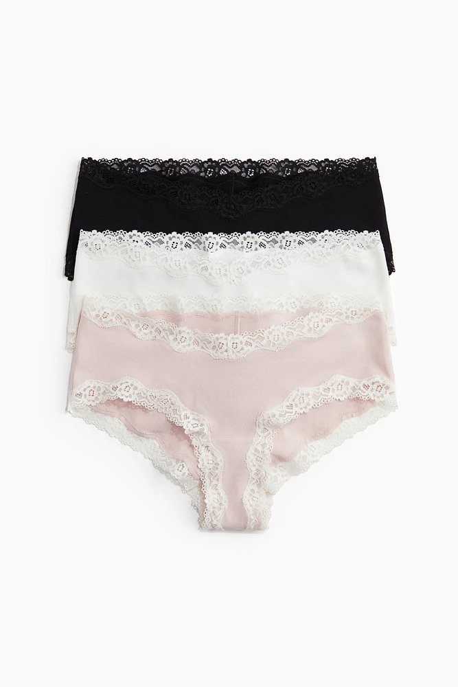 MAMA 3-Pack Lace-Trimmed Cotton Hipster Briefs
