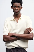 Regular-Fit Cable-Knit Polo Shirt