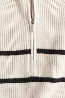 Rib-knit Half-zip Sweater