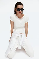 Crinkled Top with Overlocked Trim