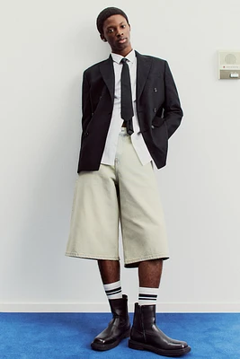 Relaxed-Fit Double-Breasted Linen-Blend Jacket