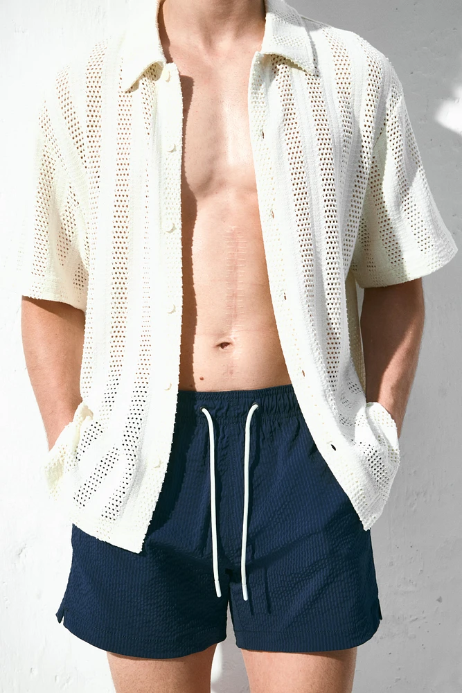 Short de bain en crépon coton