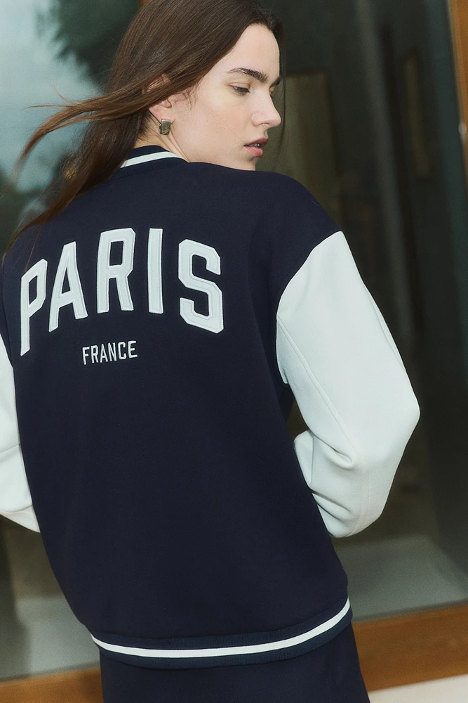 Motif-Detail Baseball Jacket