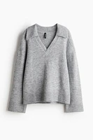 Fine-Knit Sweater with Collar