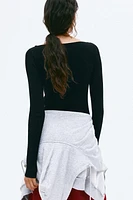 Rib-knit Boat-neck Top