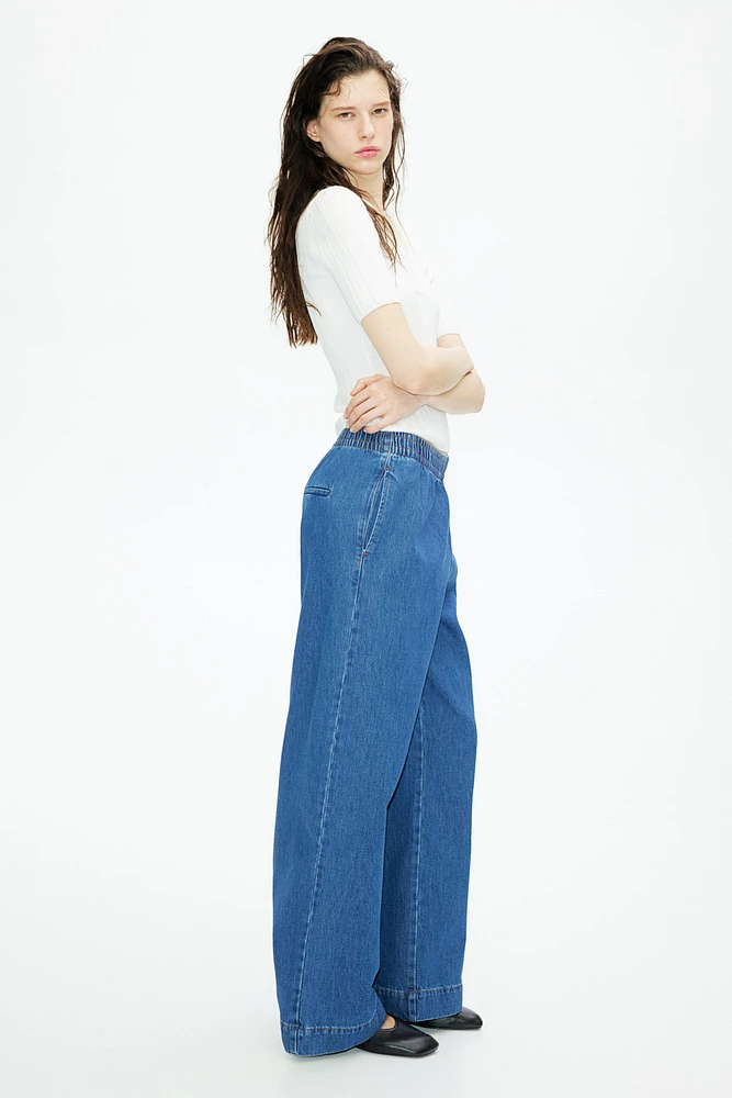 Pantalon en denim avec taille élastique