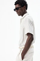 Regular-Fit Short-Sleeved Linen-Blend Shirt