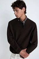 Regular Fit Herringbone-Patterned Sweatshirt