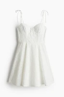 Eyelet embroidered Dress with Tie Shoulder Straps