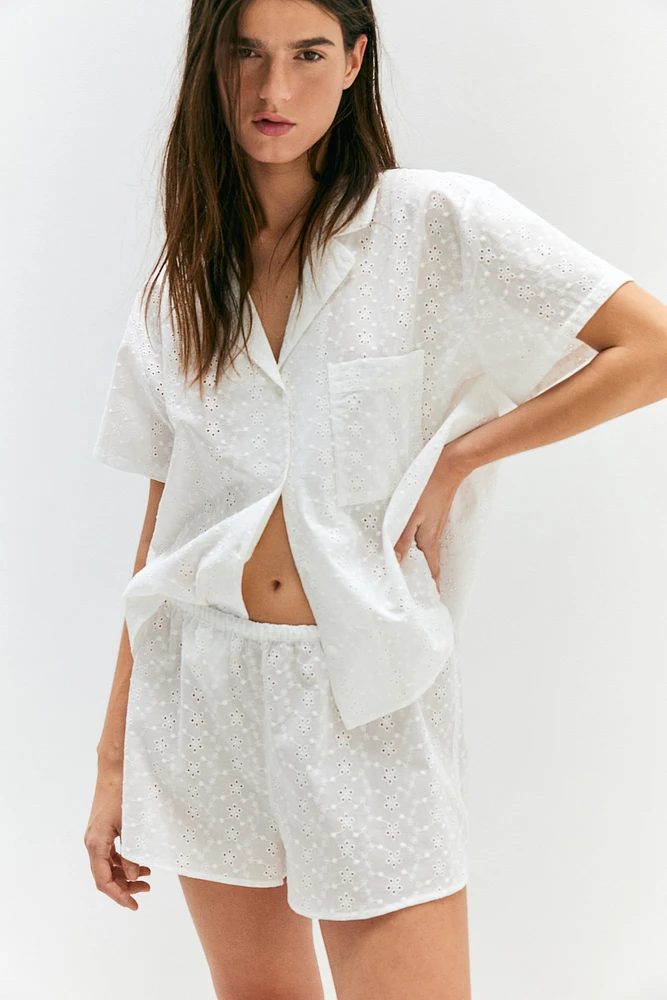 Pajamas with Eyelet Embroidery