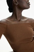 Rib-Knit Off-the-Shoulder Top