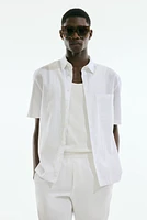 Regular-Fit Short-Sleeved Linen-Blend Shirt