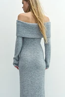 Off-the-Shoulder Fine-Knit Dress