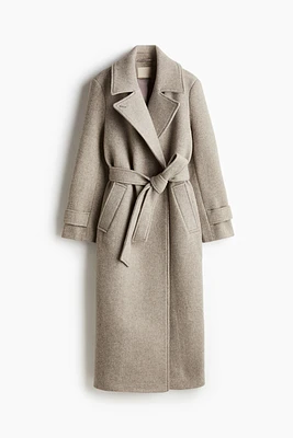 Wool-Blend Tie-Belt Coat