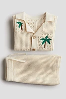 2-Piece Hole-Knit Cotton Set
