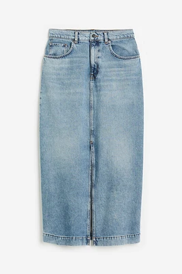 Slit-hem Denim Skirt