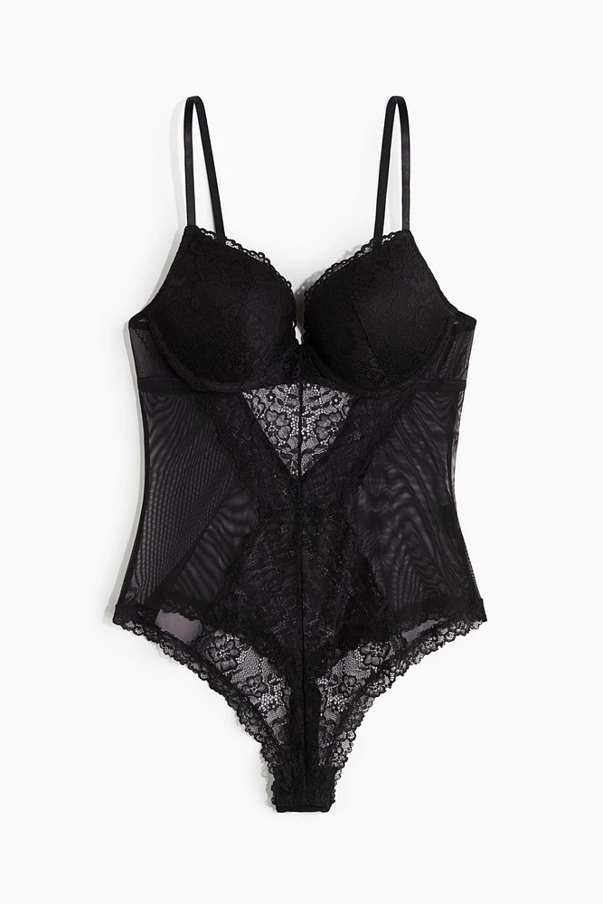 Lace Push-Up Thong Bodysuit