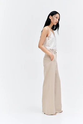 Wide-Leg Linen-Blend Pants