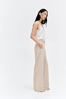 Wide-Leg Linen-Blend Pants