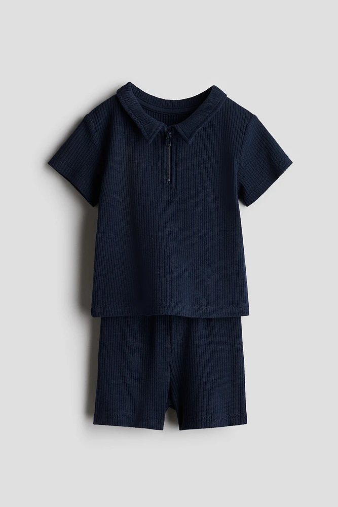 2-Piece Waffled Jersey Set