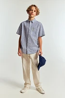 Short-sleeved Linen-blend Shirt