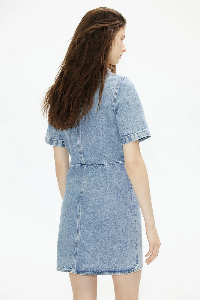 Denim Dress with Collar