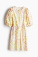 Dress with Eyelet-Embroidered Sleeves