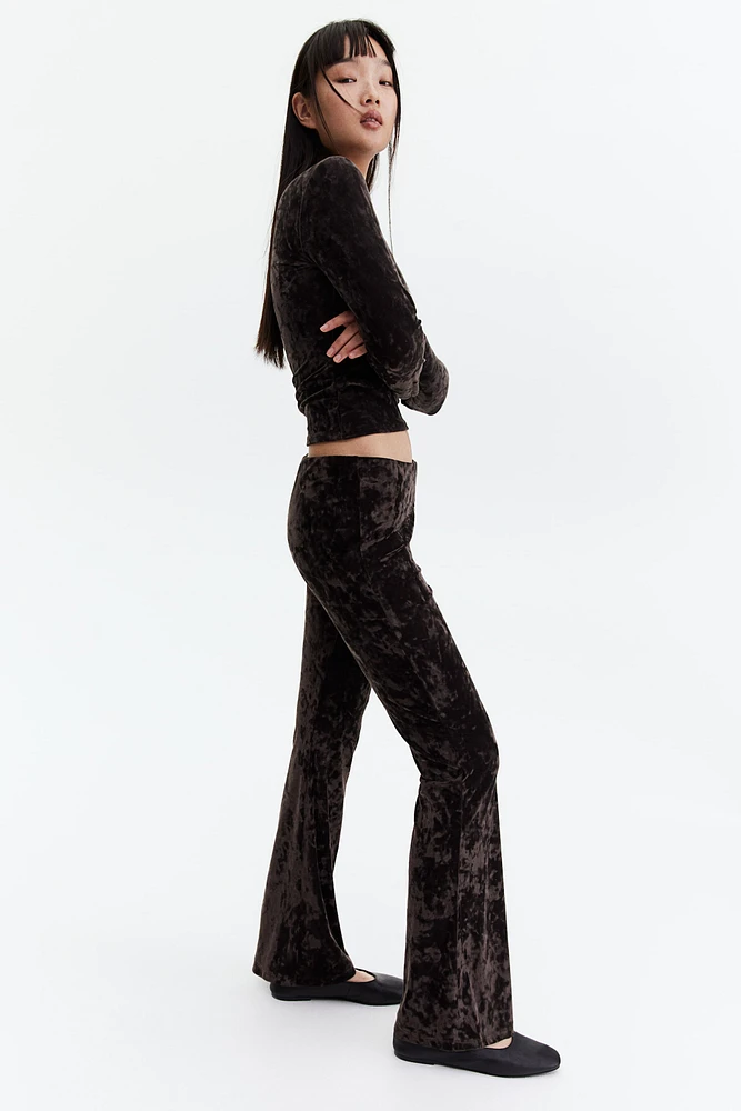 Flared Crushed-Velour Leggings