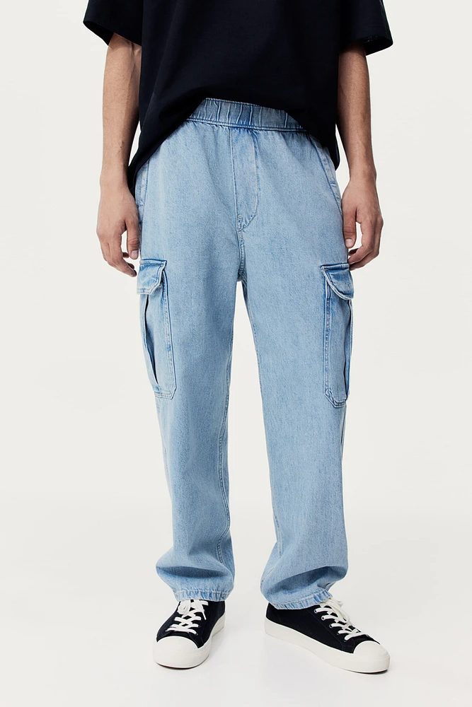 Loose Cargo Denim Joggers