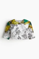 Floral-Motif Cotton Crop Top