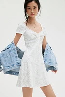 Lace-Trimmed Dress with Flared Skirt