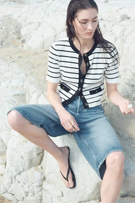 Short Rib-Knit Cardigan