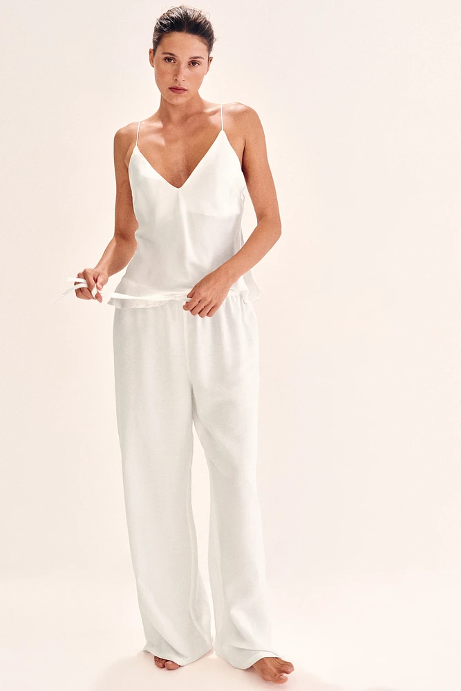Linen-Blend Drawstring Pants
