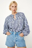 Band-Collar Blouse