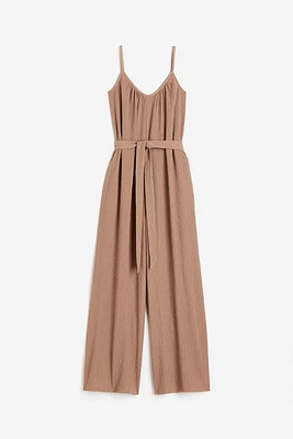 Tie-belt Jersey Jumpsuit