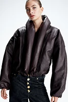 Leather Jacket with Shawl Collar