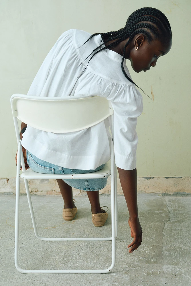 Linen-blend blouse